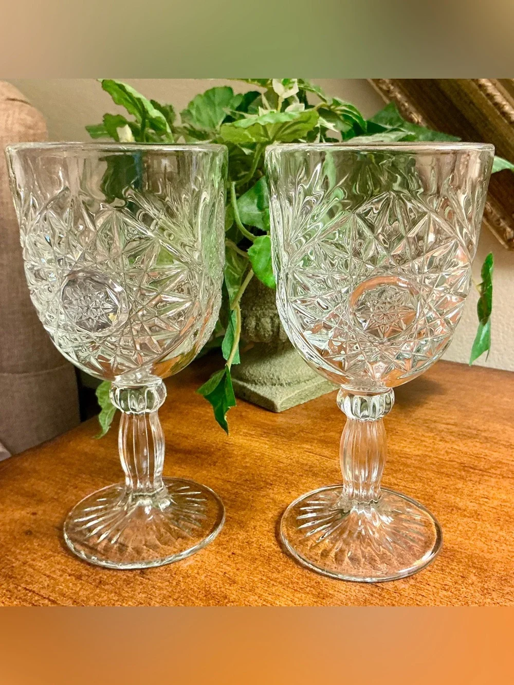 Libbey Glass Company Hobstar Water Goblets (set of 2)